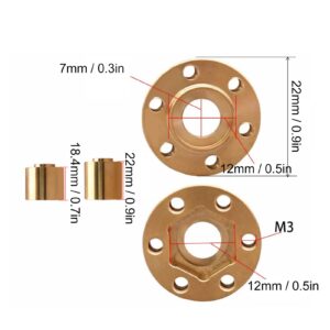 4 Pcs Brass Wheel Hex Hub Adapter RC Car Crawler Widen Adapter for 1/10 RC Crawler 1.9 2.2in VP Wheels Rims (22mm)