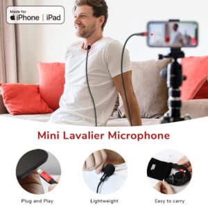 PIXEL Lavalier Microphone for iPhone iPad, Lav Lapel Microphone for Smartphone, Clip-on Mic for Video Recording, Interview, YouTube, Vlog, Fit for Lightning Devices, Apple MFi-Certified (9.8ft/3m)