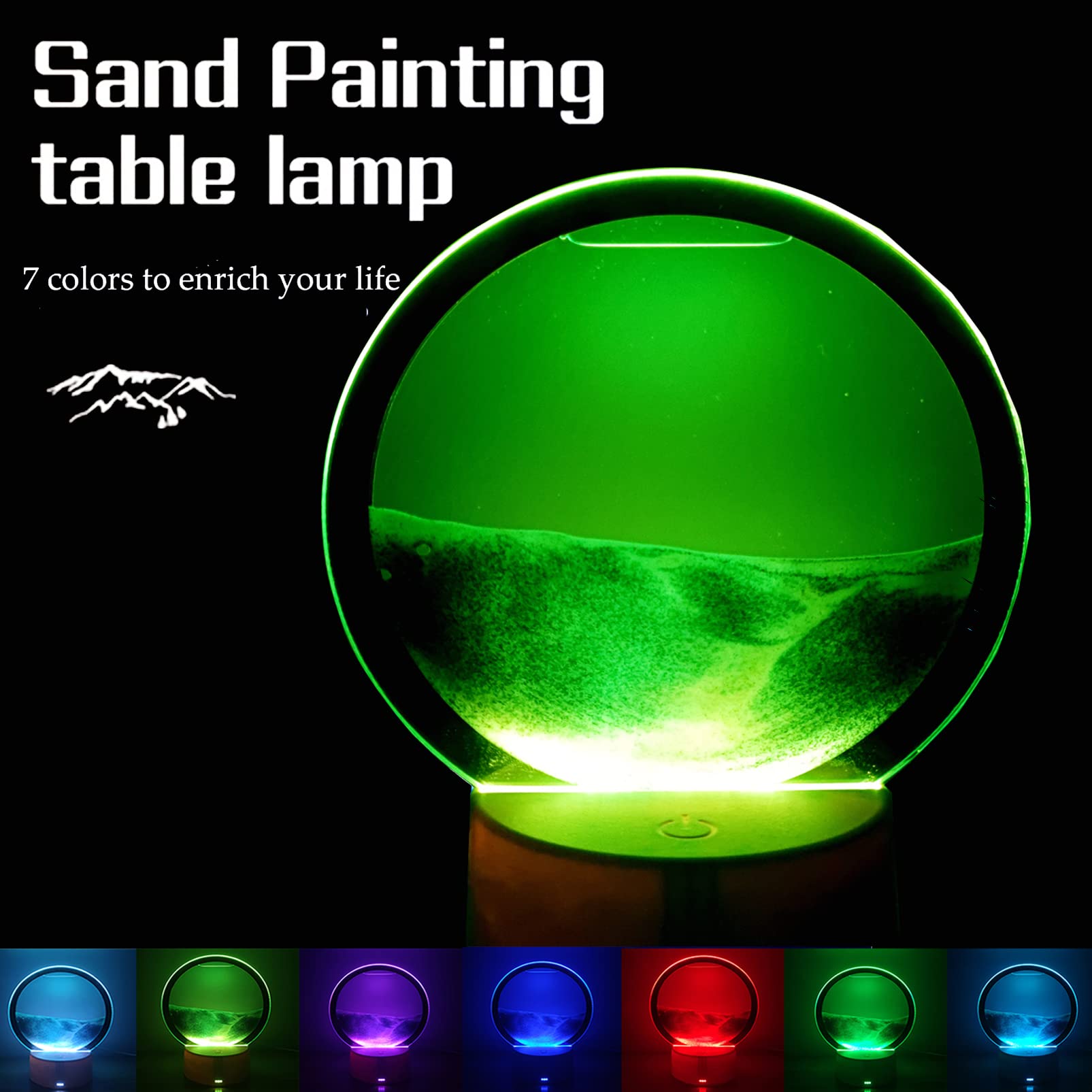 Rehenbsem Moving Sand Art with Remote Control - 3D Hourglass Deep Sea Sandscape,Quicksand Lamp,360° Rotating Hourglass Decor,Life Home Desktop Decoration(Grey,Exclud 3AA)