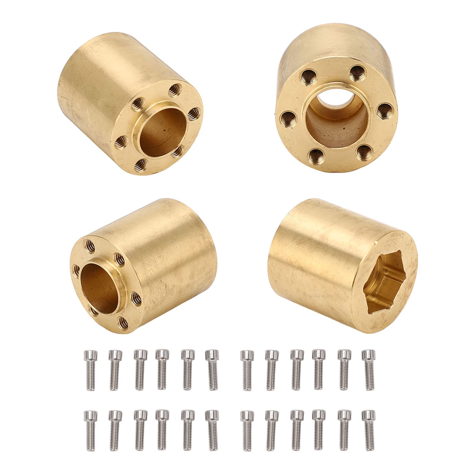 4 Pcs Brass Wheel Hex Hub Adapter RC Car Crawler Widen Adapter for 1/10 RC Crawler 1.9 2.2in VP Wheels Rims (22mm)