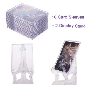 UTCTBC Cards Sleeves Top Loaders 10 Hard Acrylic Card Protector Clear Card Brick + 2 Display Stand Fit for Trading Cards,Standard Sports Cards,Baseball Card Holder Cases Collectibles Card Protectors