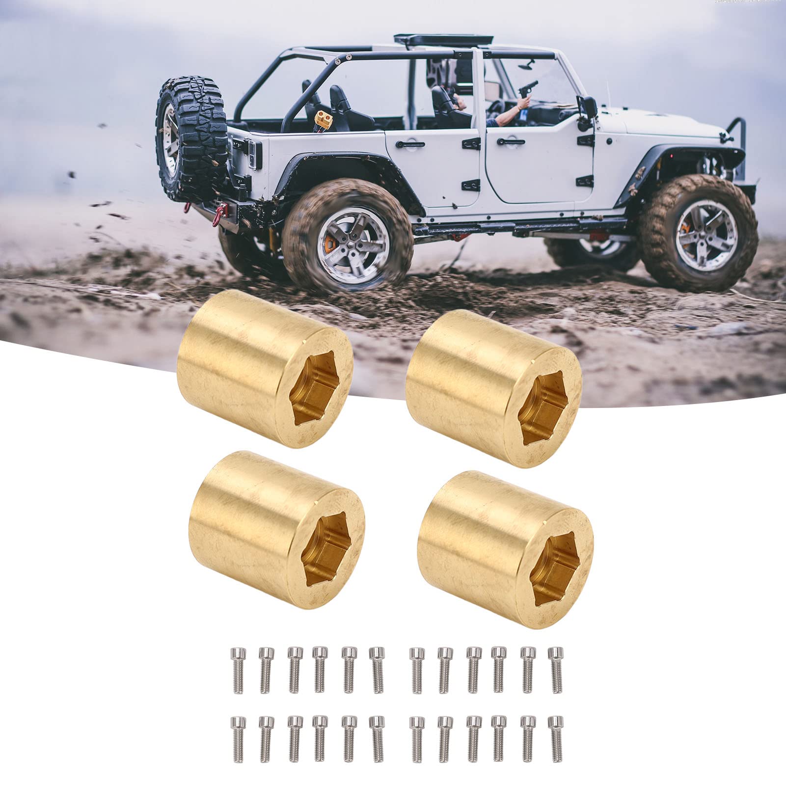 4 Pcs Brass Wheel Hex Hub Adapter RC Car Crawler Widen Adapter for 1/10 RC Crawler 1.9 2.2in VP Wheels Rims (22mm)