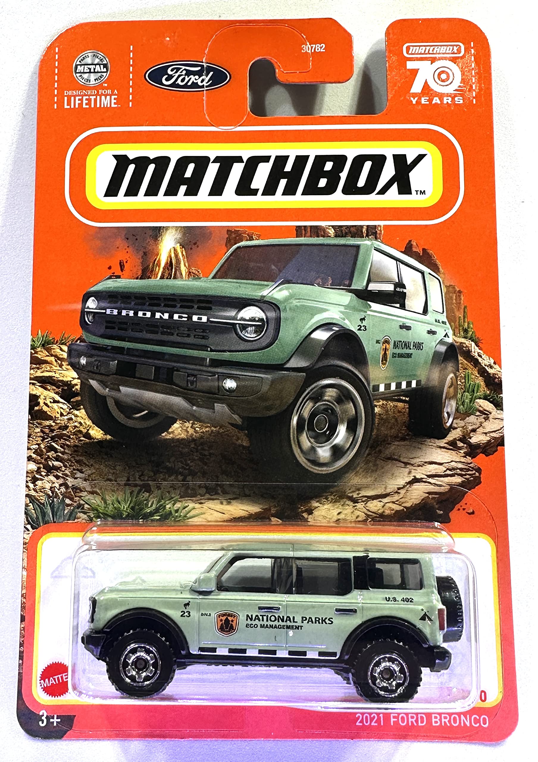 Matchbox - Ford Bronco - 2021 - National Parks - Matchbox 70 Years - 2023 - Mint/NrMint Ships Bubble Wrapped in a Sized Box