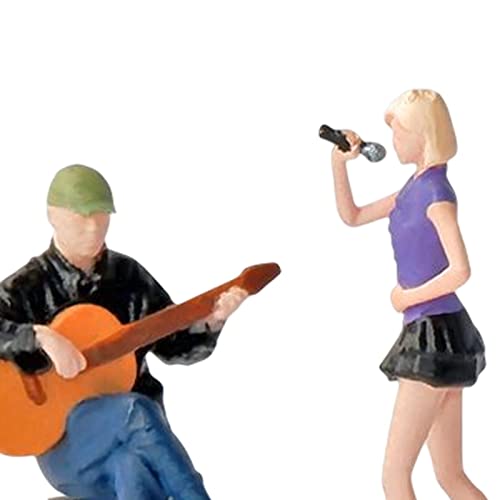 Milageto 1:64 Scale Guitarist and Singer Figures Realistic Hand Painted Collectibles Model Trains People Figures for DIY Scene Accessories Decoration Layout