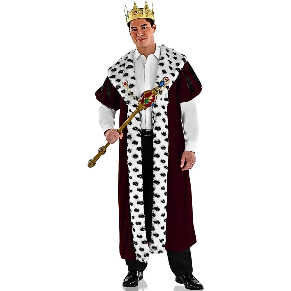 Black and White Royal King Robe Set- Adult Standard - Ideal for Halloween costume parties, dress-up, role-playing, and any other occasion