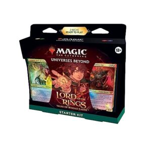 magic: the gathering lord of the rings starter kit - 2 ready-to-play decks, 2 online codes, ages 13+, 2 players