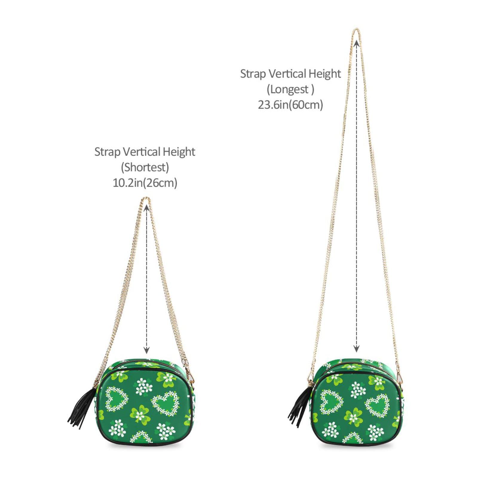 Crossbody Bag for Women St Patrick's Day Shamrock Flower Shoulder Bag with Chain Strap and Tassel