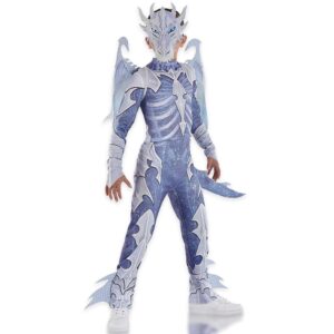 purple and white ghostly dragon jumpsuit costume set -x-large (14-16) - includes mask & wings, ideal for halloween and costume parties