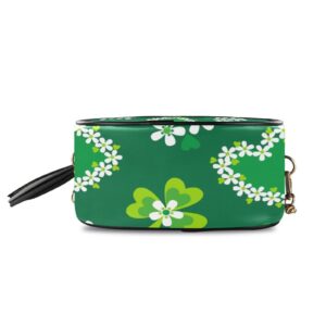 Crossbody Bag for Women St Patrick's Day Shamrock Flower Shoulder Bag with Chain Strap and Tassel