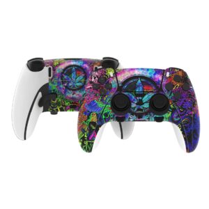 PlayVital 2 Set Skin Decals Sticker for ps5 Edge Wireless Controller, Custom Vinyl Decal Skins Wrap Cover for ps5 Edge Controller - Psychedelic Leaf