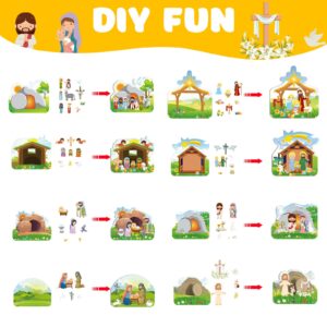 Jutom 40 Pieces Make an Easter He Lives Sticker Scenes Easter Stickers Easter Resurrection Stickers Craft Kit DIY Religious Craft for Easter Party Religious Spring Activity