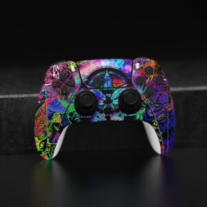 PlayVital 2 Set Skin Decals Sticker for ps5 Edge Wireless Controller, Custom Vinyl Decal Skins Wrap Cover for ps5 Edge Controller - Psychedelic Leaf