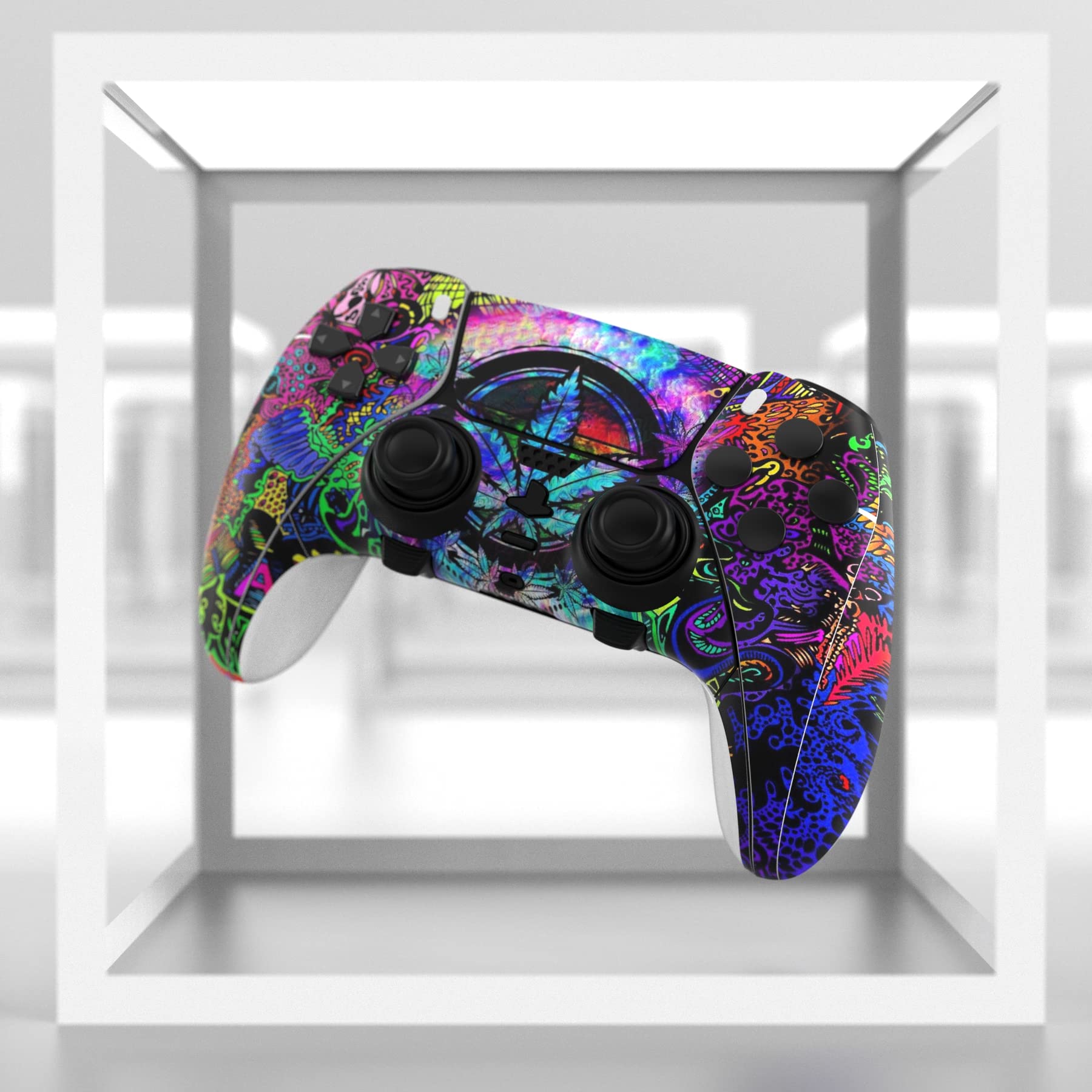 PlayVital 2 Set Skin Decals Sticker for ps5 Edge Wireless Controller, Custom Vinyl Decal Skins Wrap Cover for ps5 Edge Controller - Psychedelic Leaf