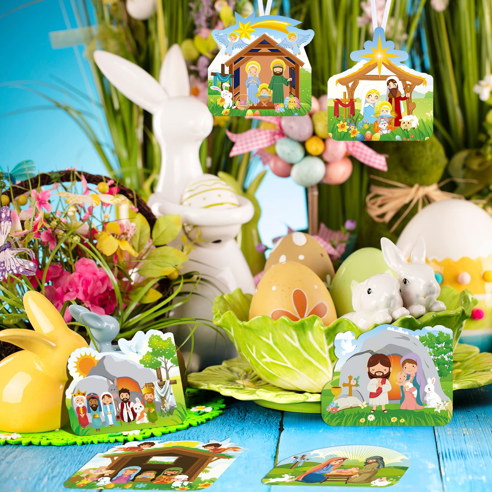 Jutom 40 Pieces Make an Easter He Lives Sticker Scenes Easter Stickers Easter Resurrection Stickers Craft Kit DIY Religious Craft for Easter Party Religious Spring Activity