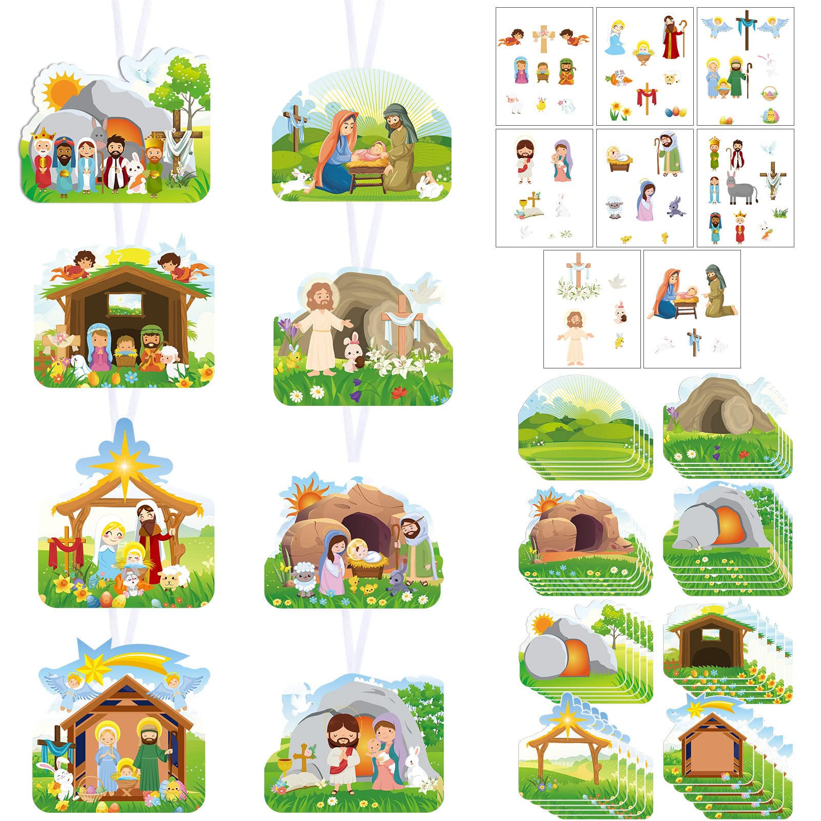 Jutom 40 Pieces Make an Easter He Lives Sticker Scenes Easter Stickers Easter Resurrection Stickers Craft Kit DIY Religious Craft for Easter Party Religious Spring Activity