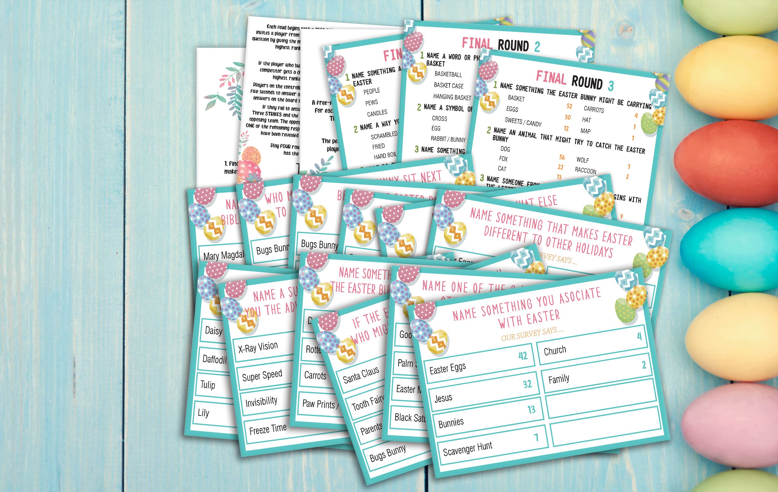 Easter Friendly Feud Quiz, Family Feud Quiz, Baby Shower Game Night, Easter Party Game, Family Activity, Feud Trivia Quiz, Baby Shower Game - 02