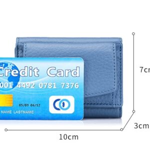 ZUICC 2023 New Vegan Mini Wallet for Women,Unisex Anti-Credit Card Fraud Folding Mini Wallet Trifold Leather Pocket Purse (blue)