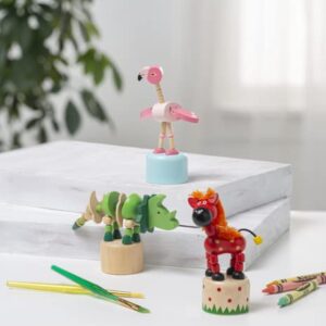 Personalized Gifts Dinosaur Wooden Push Puppet Finger Toys (Blue Dino)