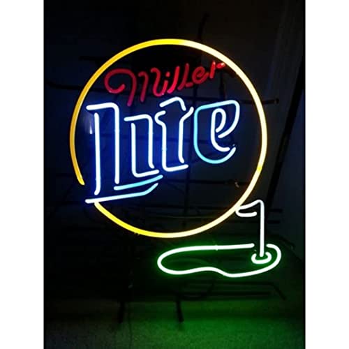 Miller Light Golf Neon Light Sign Real Glass Tube Beer Bar Pub Neon Light Sign Handicrafted