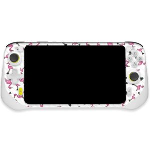 mightyskins carbon fiber skin compatible with logitech g cloud gaming handheld - cool flamingo | protective, durable textured carbon fiber finish | easy to apply | made in the usa