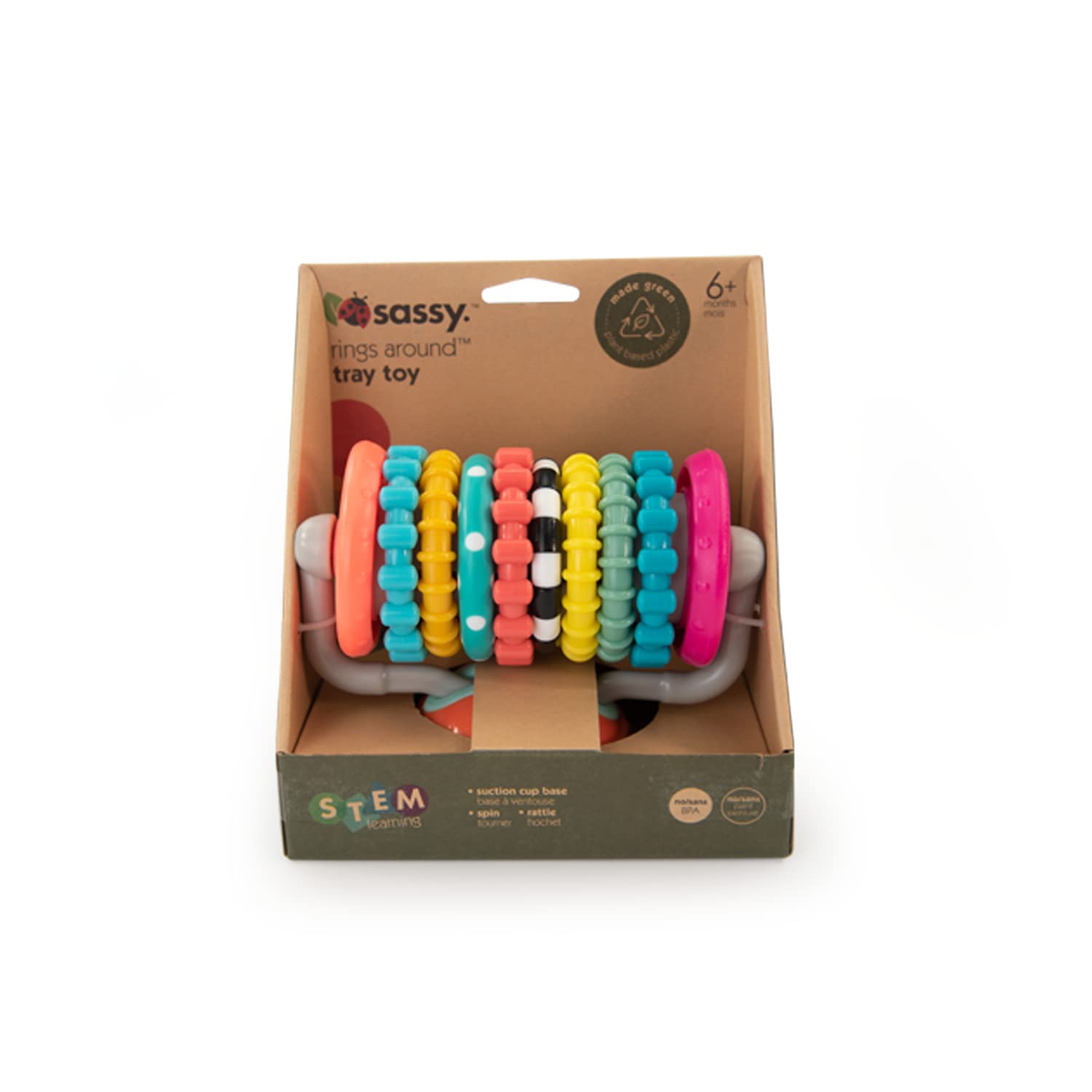 Sassy Eco Rings Around Tray Toy | Made Green with Plant-Based Plastic | 6+ Months