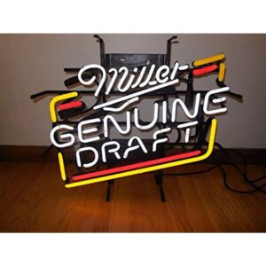 prouten miller genuine draft neon light sign beer bar pub real glass 17''x13''!