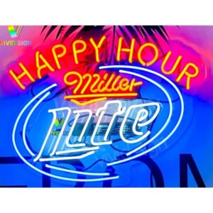 prouten 20in millers lite happy hour neon sign acrylic beer pub bar handmade wall decor neon light