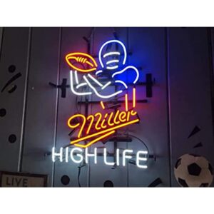 prouten 20inx16in miller high life football neon sign light man cave bar pub beer gift neon lamp