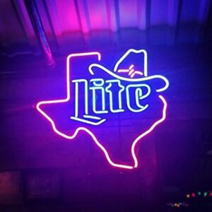 prouten new 20inx16in millers lite cowboys hat texas neon sign man cave sports bar pub beer glass neon light lamp