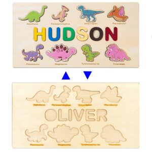 Personalized Name Puzzles, Wooden Custom Name Educational Puzzle Toys, for Preschool Early Education Toys Variety Styles, Creative Early Education for Baby Boys and Girls (8 Dinosaurs)