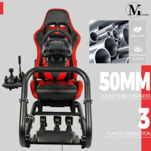 Minneer Flying Racing Simulator Cockpit with Red Seat Fit Immersive Drive for Logitech/Thrustmaster/Fanatec G29/G920/G923/T248/T300, Racing Steering Wheel Stand(Wheel Pedal Handbrake Not Included)