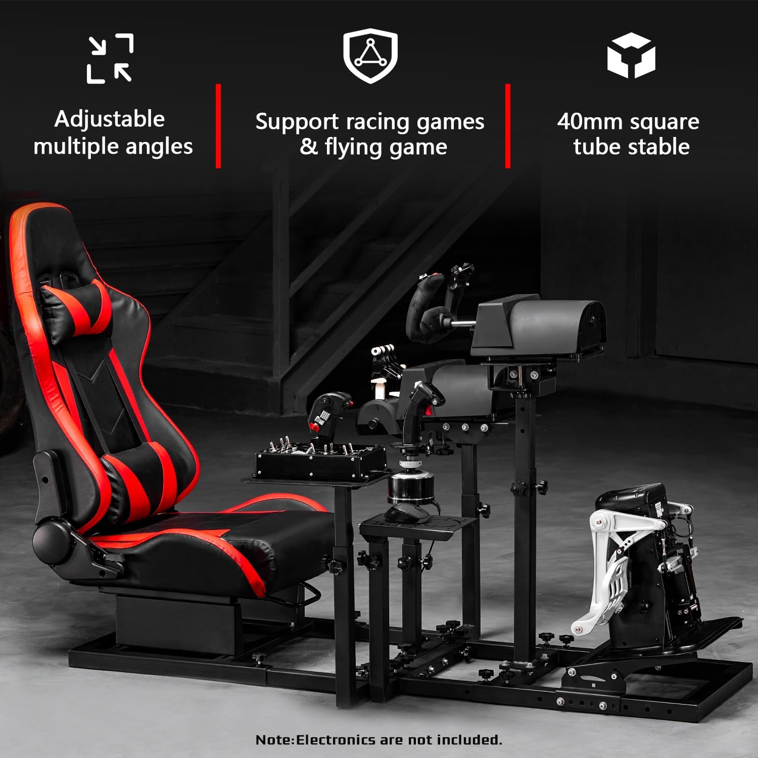 Dardoo G920 Flight Racing Simulator Cockpit with Ergonomic Seat Fits for Logitech/Hotas Warthog/Thrustmaster G29 G923 T150,PC,Adjustable Steering Wheel Stand,Excluding Wheel,Pedal,Handbrake & Joystick