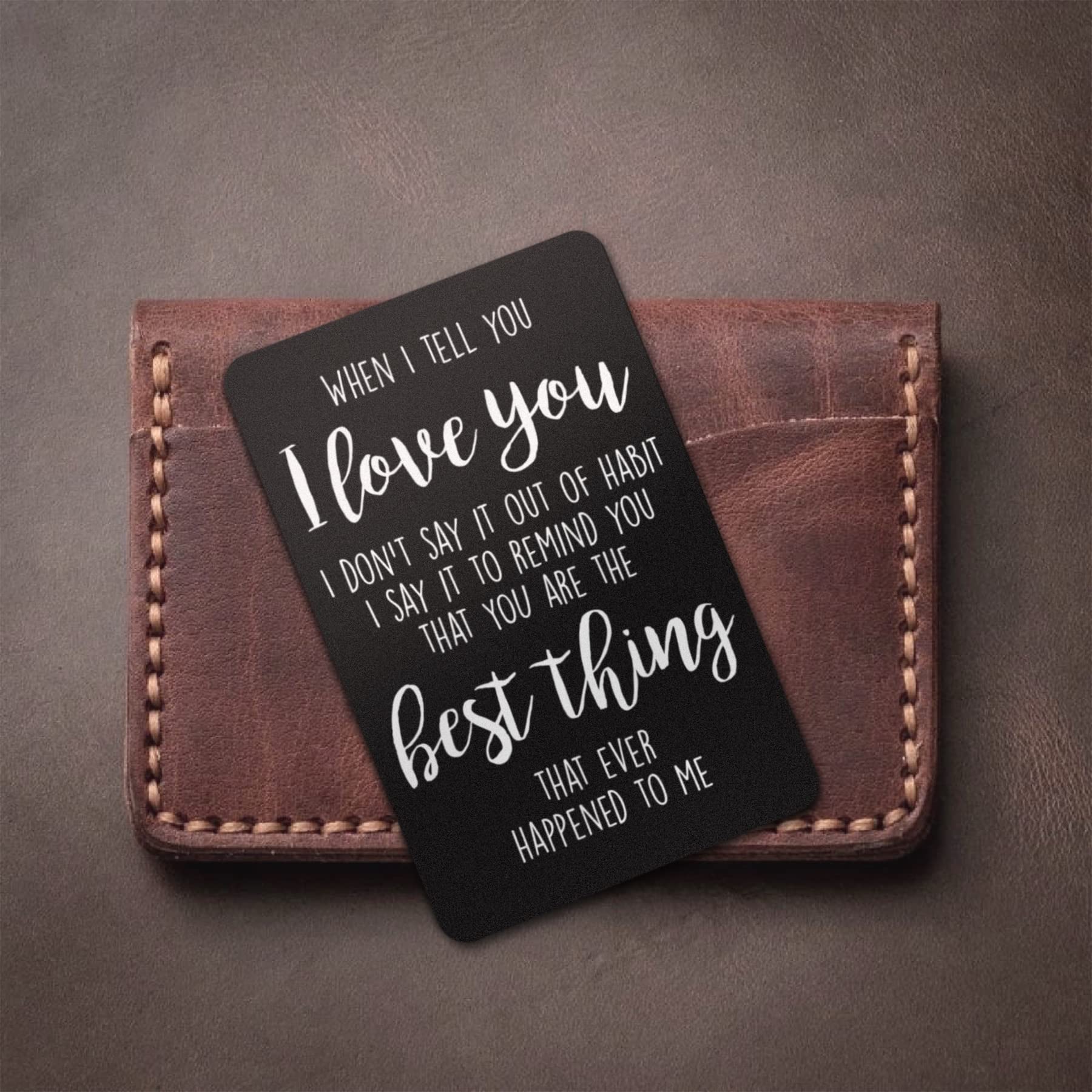 Idea for Boyfriend Engraved Wallet Insert, Wallet Insert For Him, Mini Love Note, Wallet Insert for Husband, (Card-3)