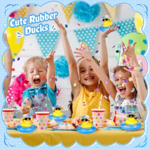 Summer Rubber Duck Mini Yellow Duck Bath Toys Duckies Car Dashboard Decorations with Mini Sun Hat Swim Ring Necklace and Sunglasses for Bathtub Shower Birthday Swimming (24 Set)