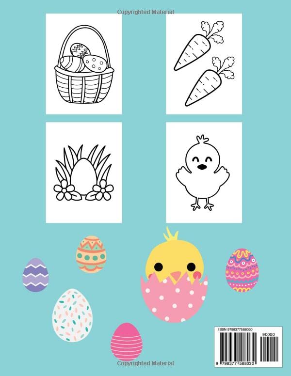 Happy Easter Coloring Book for Kids: Cute Easter Coloring Pages with Illustrations of Easter Eggs, Bunnies, Springtime and More