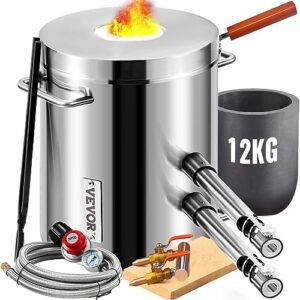 vevor stainless steel blacksmithing forge propane melting furnace kit, stainless 12kg, silver