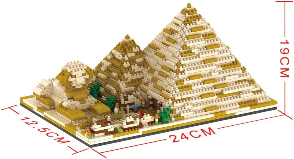 FULHOLPE Egyptian Pyramids Micro Bricks Mini Building Blocks Set (1,456 Pieces) - World Famous Architectural Model Set Modular Building Kit