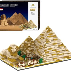 FULHOLPE Egyptian Pyramids Micro Bricks Mini Building Blocks Set (1,456 Pieces) - World Famous Architectural Model Set Modular Building Kit