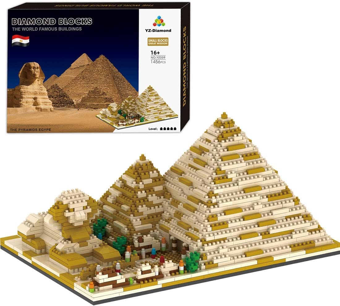 FULHOLPE Egyptian Pyramids Micro Bricks Mini Building Blocks Set (1,456 Pieces) - World Famous Architectural Model Set Modular Building Kit