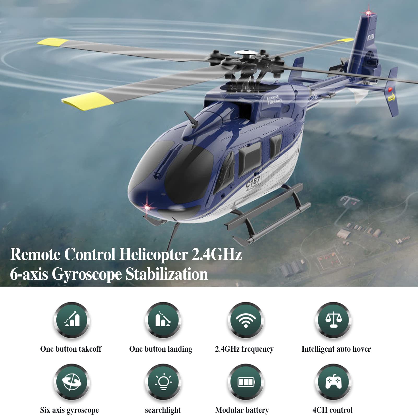 GoolRC Remote Control Helicopter 2.4GHz Remote Control Drone RC Helicopters 6-axis Gyroscope Stabilization Aileronless One-key Take-off Landing Altitude Hold Toy Gift for Adults with 2 Batteries