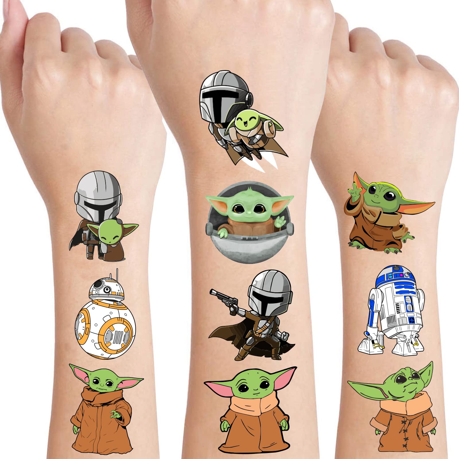 Baby Yoda Party Supplies, 34Pcs Temporary Tattoos Party Favors Gifts, Removable Fake Tattoo Stickers for Goody Bag Treat Bag Stuff for Baby Yoda Birthday Decorations