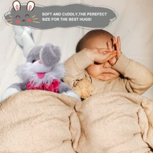 MIAODAM Peek-A-Boo Bunny Toy for Toddlers 1-3, Talking Stuffed Animal Repeats Your Words, Sings Children Songs & Lullabies, Interactive Plush with Floppy Ears (Grey)