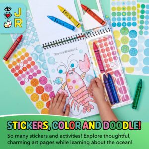 Bright Stripes Travel Coloring Kit for Kids: Art On the Go Coloring Books and Crayons, Sticker Activity Book - Mess-Free Collage Fun for Ages 3+ (Art On The Go, Going Dotty Ocean)