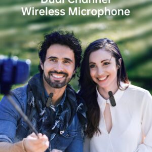 HCZ Wireless Lavalier Microphone for iPhone iPad with Charging Case, Plug-Play 7-Hour Battery, Noise Cancellation, 2 Pack Wireless Lapel Mic for Video Recording Podcast Vlog YouTube