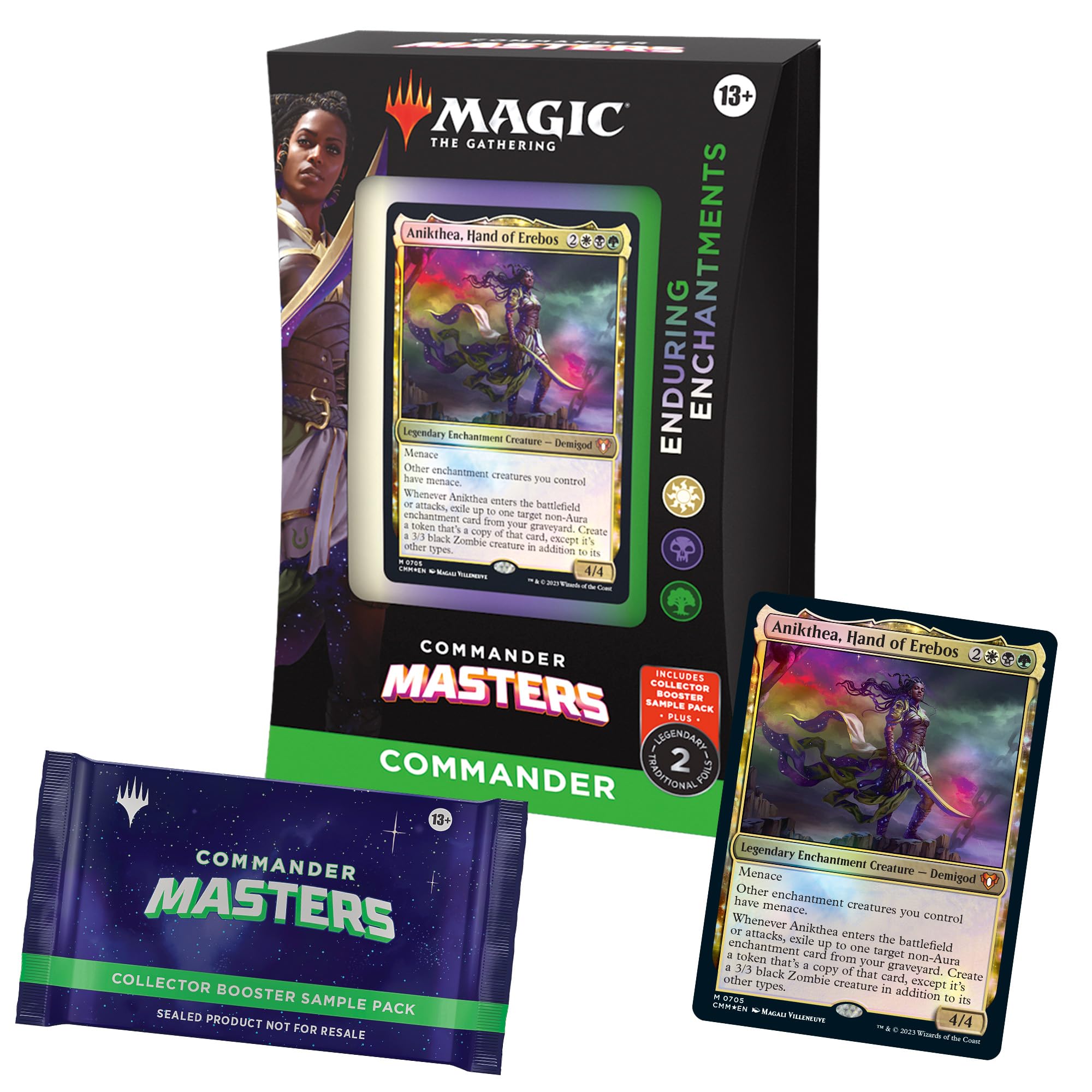 Magic The Gathering Commander Masters Commander Deck - Enduring Enchantments (100-Card Deck, 2-Card Collector Booster Sample Pack + Accessories)