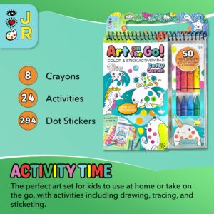 Bright Stripes Travel Coloring Kit for Kids: Art On the Go Coloring Books and Crayons, Sticker Activity Book - Mess-Free Collage Fun for Ages 3+ (Art On The Go, Going Dotty Ocean)