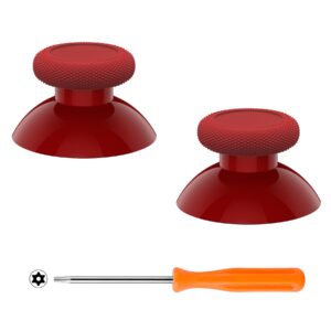 eXtremeRate Carmine Red Custom Thumbsticks + Chrome Red Replacement Buttons for Xbox Series X/S Controller