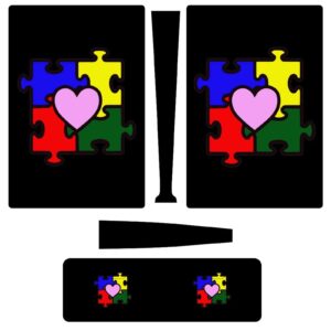 Autism Puzzle Piece 3pcs Whole Body Decal Cover Sticker for PS5 Digital Edition for PS5 Console and Controller