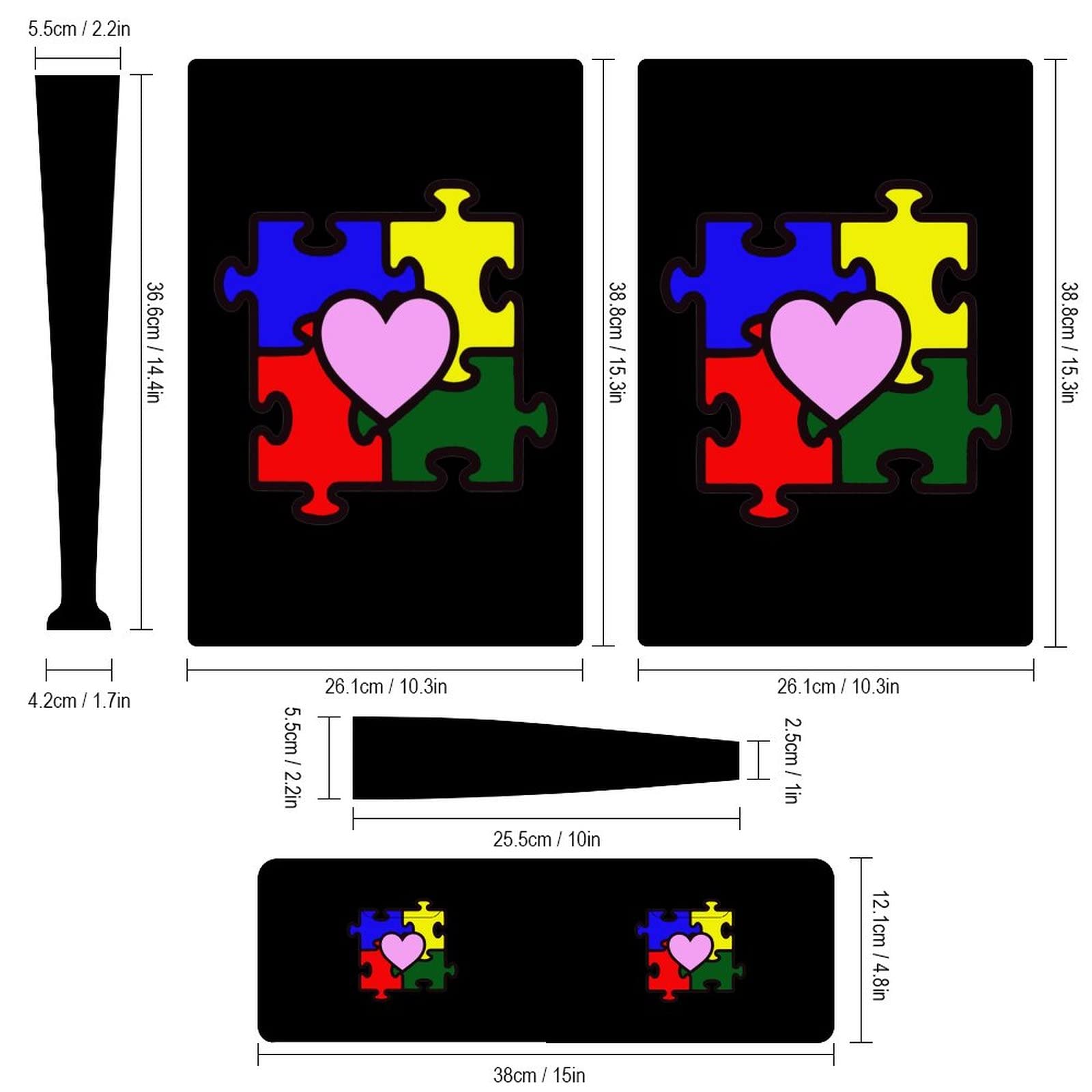 Autism Puzzle Piece 3pcs Whole Body Decal Cover Sticker for PS5 Digital Edition for PS5 Console and Controller