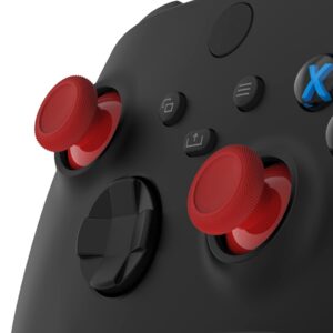 eXtremeRate Carmine Red Custom Thumbsticks + Chrome Red Replacement Buttons for Xbox Series X/S Controller